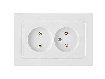 Розетка 2-ая (скрытая, б/з) белая,  Astrum, BYLECTRICA