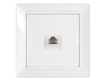 Розетка 1-ая телефонная (скрытая) белая, Стиль, BYLECTRICA