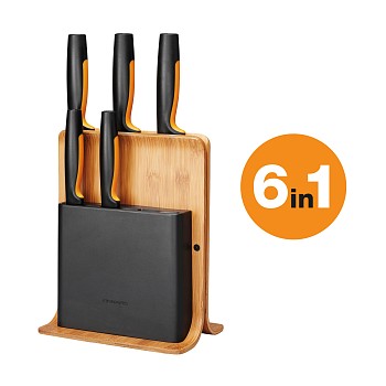 Набор ножей 5 шт бамбуковый блок FF Fiskars