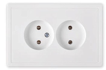 Розетка 2-ая (скрытая, б/з) белая, Carre, BYLECTRICA