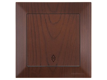 Выключатель проходной 1-клав. (скрытый, пруж. зажим) орех, DARIA, MUTLUSAN