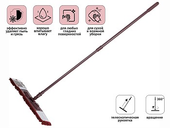 Швабра для пола с насадкой из шенилла, венге, PERFECTO LINEA