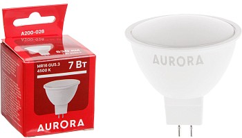 Лампа светодиодная MR16 7Вт 230В GU5.3 4500K AURORA