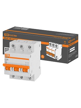 Автоматич. выключатель ВА47-63 3Р 25А 4,5кА х-ка С TDM