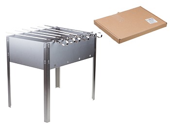 Мангал сборный "Походный" с шампурами в г/карт.кор.350х250х350х0,4толщ,6 шамп. угол.),PERFECTO LINEA
