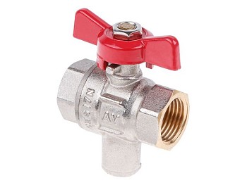 Кран шаровый 1/2" вн.-вн. бабочка, под манометр PN40, AV Engineering