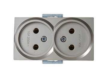 Розетка 2-ая (скрытая, б/з) титан, RITA, MUTLUSAN