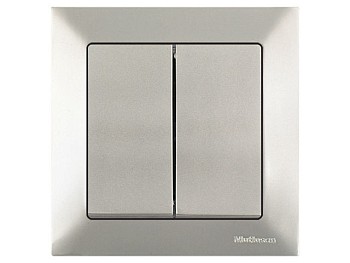 Выключатель 2-клав. (скрытый, пруж. зажим) титан, DARIA, MUTLUSAN