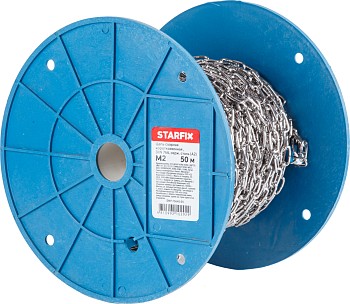 Цепь сварная короткозвенная М2 нерж.сталь (А2), DIN 766 (бухта 50м) STARFIX