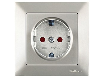 Розетка 1-ая (скрытая, с/з, шторки) титан, DARIA, MUTLUSAN