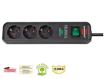 Удлинитель / фильтр сетев. 1.5м (3 роз., 3.3кВт, с/з, выкл., ПВС) Brennenstuhl Eco-Line