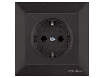 Розетка 1-ая (скрытая, с/з) черная, DARIA, MUTLUSAN