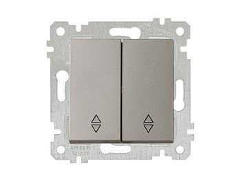 Выключатель проходной 2-клав. (скрытый, без рамки, пруж. зажим) титан, RITA, MUTLUSAN