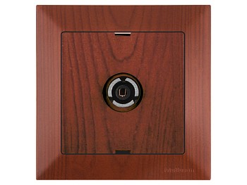 Розетка телевиз. 1-ая (скрытая, с/з, 11dB, переходная) вишня, DARIA, MUTLUSAN