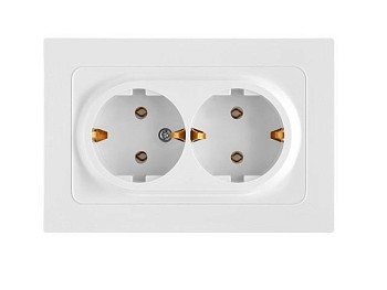 Розетка 2-ая (скрытая, с/з,) белая,  Astrum, BYLECTRICA