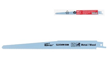Пилка сабельная по дереву с гвоздями S225WM (1 шт.) WORTEX высокоуглеродистая сталь HCS, 225 мм длин