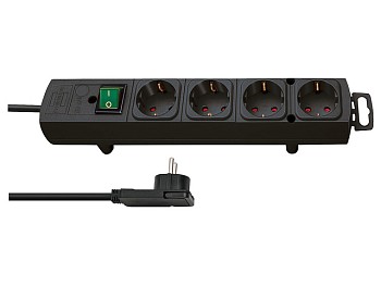 Удлинитель 2м (4 роз., 3.3кВт, с/з, выкл., ПВС) черный Brennenstuhl Comfort-Line