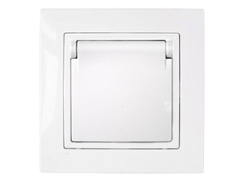 Розетка 1-ая с з/к крышкой (скрытая, с/з, з/ш,брызг. защ.) белая, Уют, BYLECTRICA