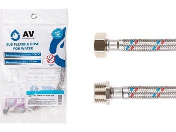 Подводка гибкая, SUS, гайка 1/2" - штуцер 1/2" 80см AV Engineering