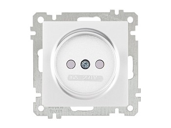 Розетка 1-ая (скр, б/рамки, б/з, шторки) белая,  CANDELA (DARIA), MUTLUSAN