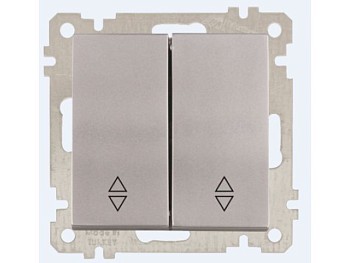 Выключатель проходной 2-клав. (скрытый, без рамки, пруж. зажим) серебро, DARIA, MUTLUSAN