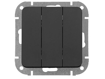 Выключатель 3 клав. (cкрытый, 10А) карбон, Astrum, BYLECTRICA