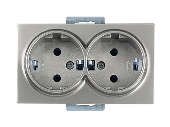 Розетка 2-ая (скрытая, с/з) титан, DARIA, MUTLUSAN