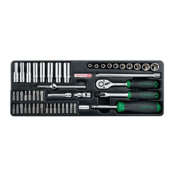 Набор-сет головок с принадлежностями 50предм. TOPTUL