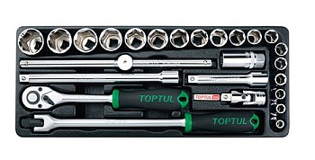 Набор-сет головок 1/2" 25предм. 6гр. 434х176мм TOPTUL