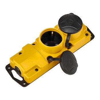 Розетка 2-ая переносная (с/з, 16А, 250В, брызг. защ.) желтый, Bylectrica