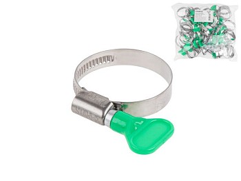 Хомут червячный с ключом "бабочка" 30-45 мм, нерж.сталь (W2) (50 шт в пакете) STARFIX