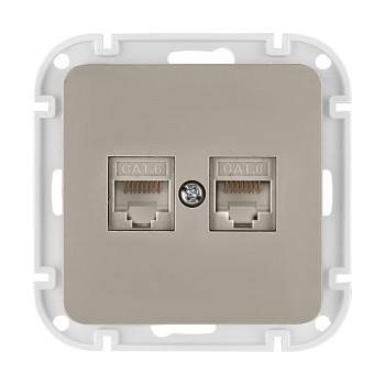 Розетка 2-ая компьютерная (скрытая) песочная, Astrum, BYLECTRICA