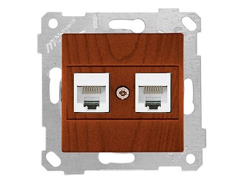 Розетка компьютерная 2xRJ45 (Cat5e, скрытая, без рамки) вишня, RITA, MUTLUSAN