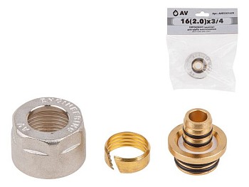 Евроконус (адаптер) 16(2.0) х 3/4" вн. для труб PEX, AV Engineering (инд. упак.)