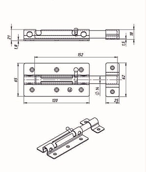 Задвижка дверная 120 мм ЗД-09, б/п STARFIX