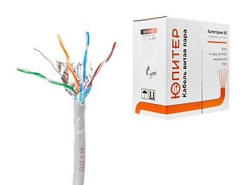 Кабель витая пара F/UTP Cat5E 4х2х24AWG (0.51мм) 305м, медь, внутр. (ПВХ) Юпитер