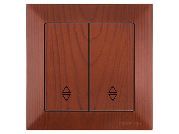 Выключатель проходной 2-клав. (скрытый, пруж. зажим) вишня, DARIA, MUTLUSAN