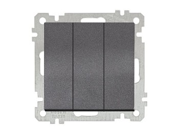 Выключатель 3-клав. (скрытый, винт. зажим) дымчатый, ELITRA, MUTLUSAN