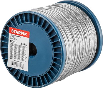 Трос стальной в ПВХ М2(1) DIN 3055 (бухта 200 м) STARFIX