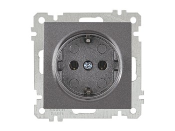 Розетка 1-ая (скр, б/рамки, с/з) дымчатая, CANDELA (DARIA), MUTLUSAN