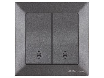 Выключатель проходной 2-клав. (скрытый, винт. зажим) дымчатый, DARIA, MUTLUSAN