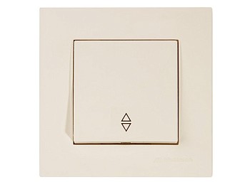 Выключатель проходной 1-клав. (скрытый, пруж. зажим) кремовый, RITA, MUTLUSAN