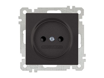 Розетка 1-ая (скрытая, без рамки, б/з, шторки) черная, DARIA, MUTLUSAN