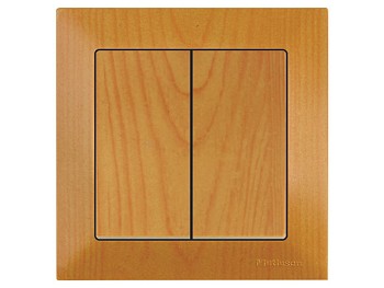 Выключатель 2-клав. (скрытый, пруж. зажим) дуб, DARIA, MUTLUSAN