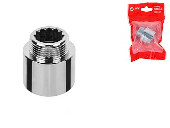 Удлинитель 3/4" вн.-нар. х 20 мм усиленный ХРОМ, AV Engineering (инд. упак.)