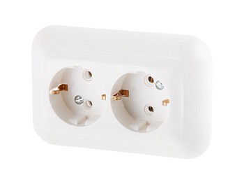 Розетка 2-ая (скрытая, с/з) белая, Эконом, Юпитер