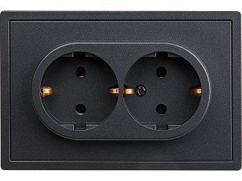 Розетка 2-ая (скрытая, с/з, со шторками) графит, Carre, BYLECTRICA