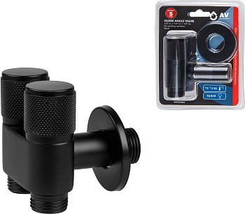 Кран вентильный угловой 1/2" нар. Х 1/2" нар. Х 1/2" нар. установочный черный, AV Engineering