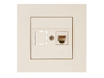 Розетка телефонная 1хRJ12 (скрытая, RJ12) кремовая, RITA, MUTLUSAN