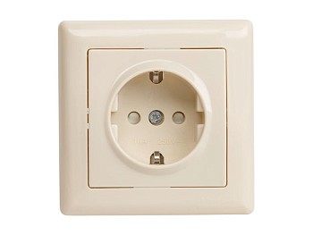 Розетка 1-ая (скрытая, с/з, с/штор) кремовая, DARIA, MUTLUSAN